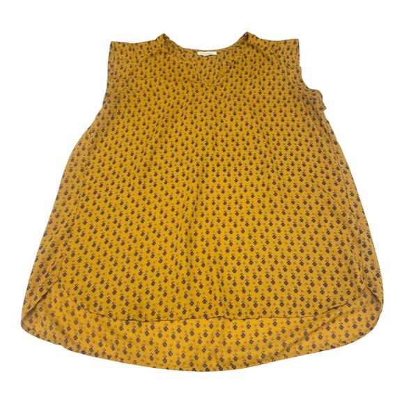 Pleione Women's Medium Golden Rod V-Neck Floral All Over Prints Blouse Top - Picture 4 of 4